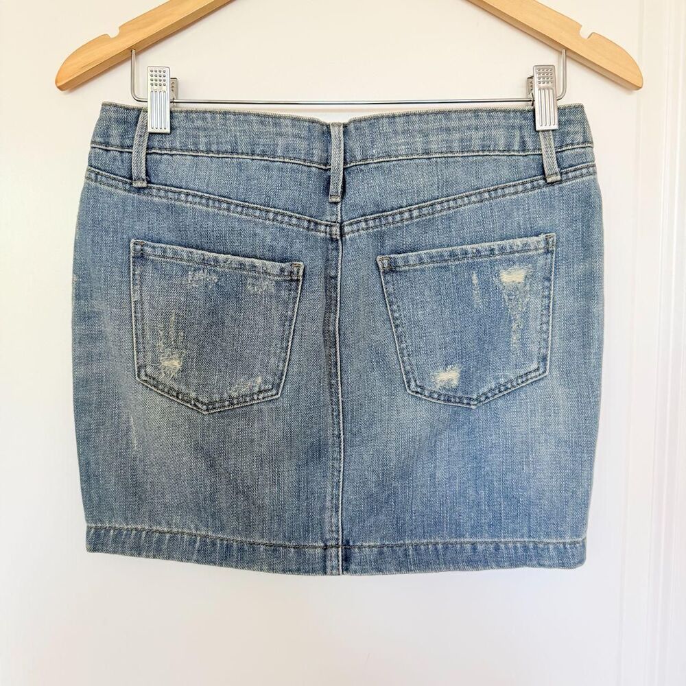 RACHEL Rachel Roy Patchwork Distressed Denim Mini Skirt - Size 26 - Picture 2 of 8